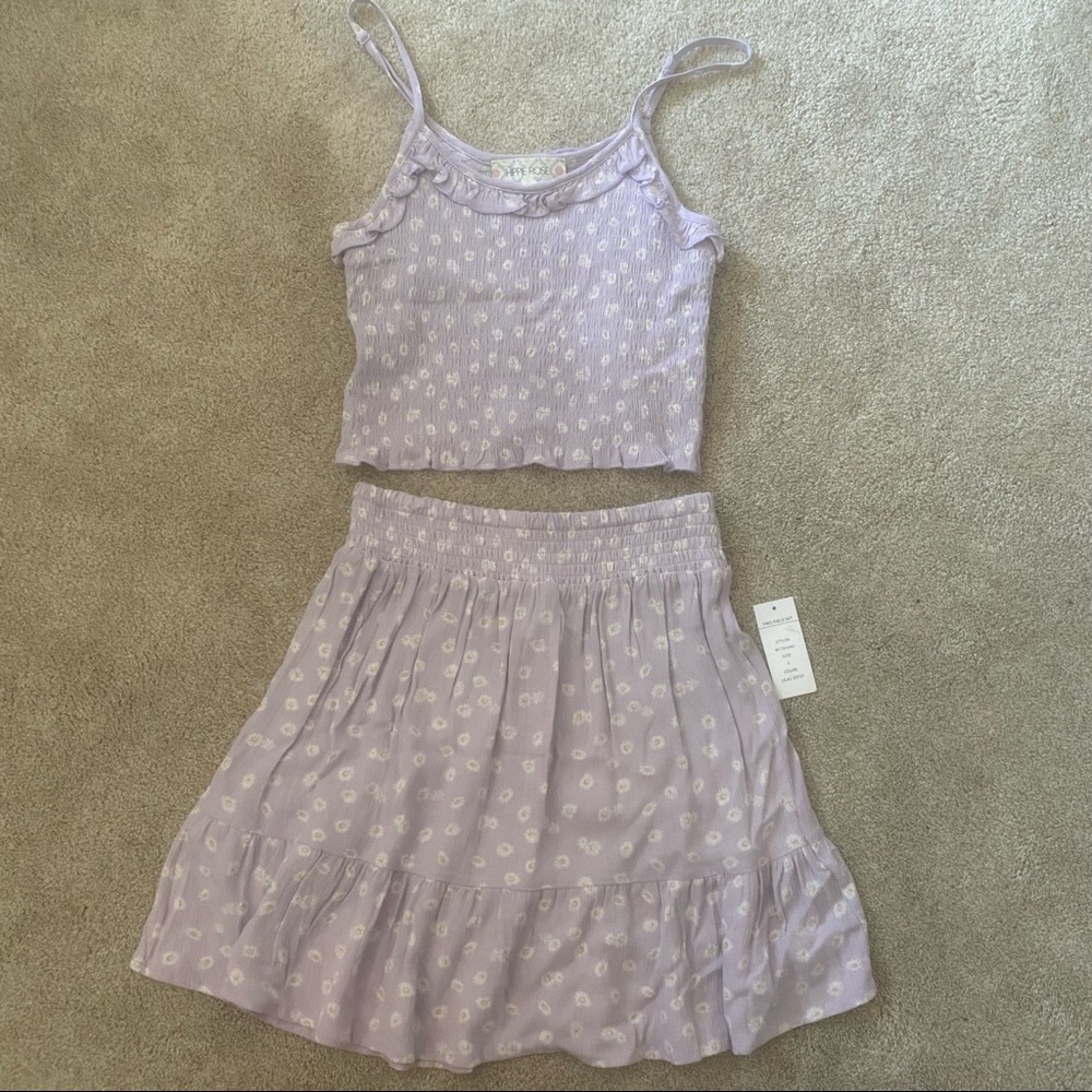 Purple floral two piece set